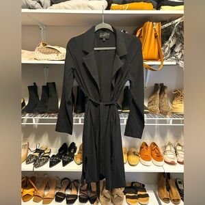 Timing Black Longline Belted Blazer Coat with Pockets